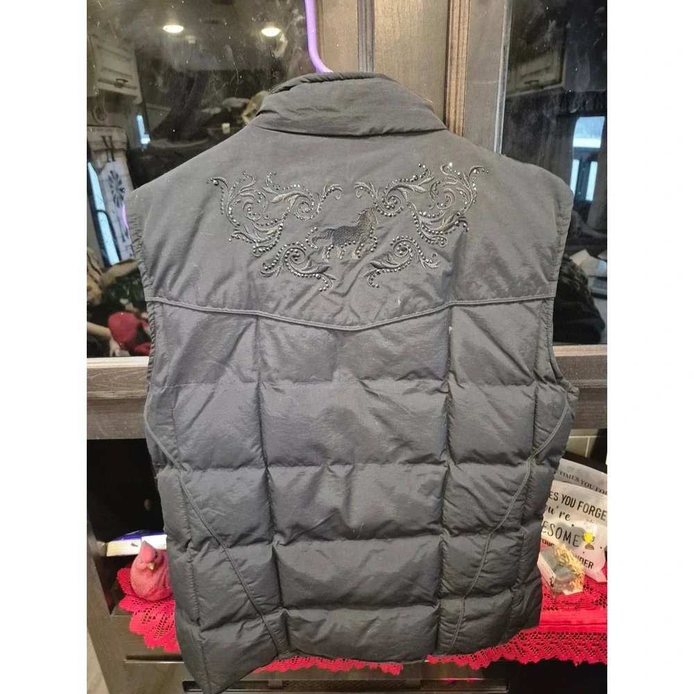 Cowgirl Hardware Black Embellished Puffer Vest‎ Western Style Women's Size M - Picture 9 of 12